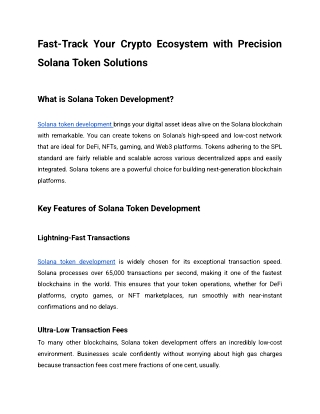 Fast-Track Your Crypto Ecosystem with Precision Solana Token Solutions