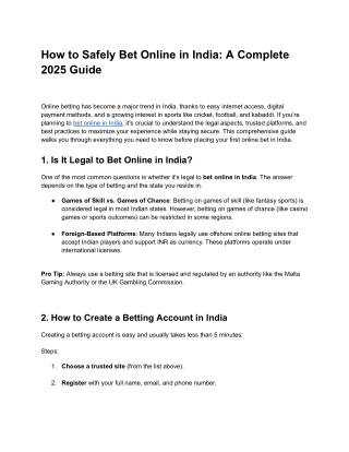 How to Safely Bet Online in India: A Complete 2025 Guide