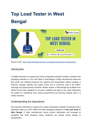 Top Load Tester in West Bengal