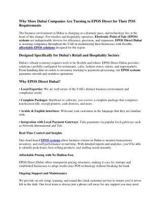 Why More Dubai Companies Are Turning to EPOS Direct for Their POS Requirements