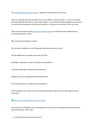 Looking for pest control in Dubai? We offer the best pest control