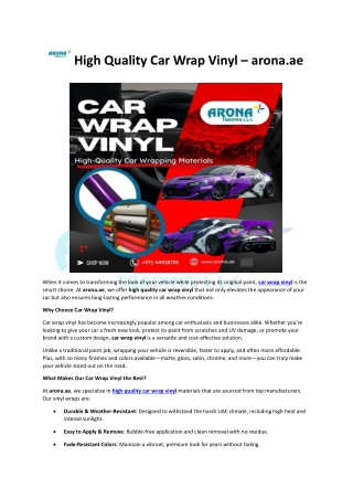 High Quality Car Wrap Vinyl – arona