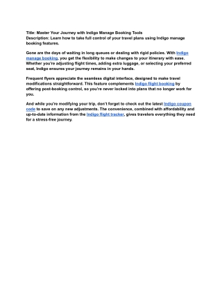 Master Your Journey with Indigo Manage Booking Tools