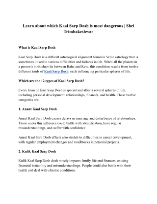 Learn about which Kaal Sarp Dosh is most dangerous _ Shri Trimbakeshwar