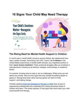 10 Behavioral Signs That Suggest Your Child May Need Therapy
