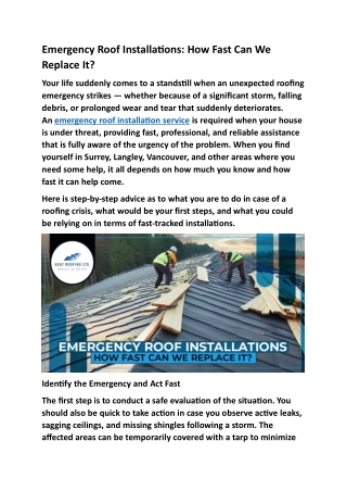 Emergency Roof Installations