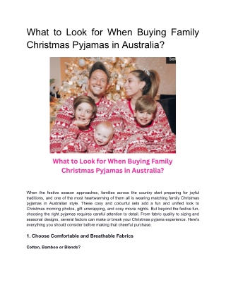 What to Look for When Buying Family Christmas Pyjamas in Australia?