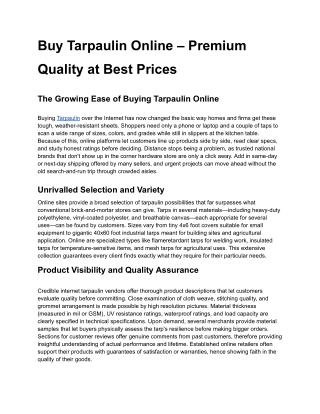 Buy Tarpaulin Online – Premium