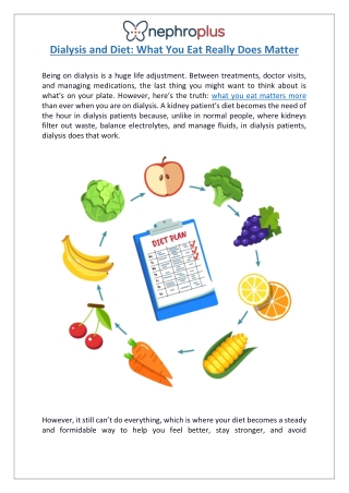 Why Diet Matters in Dialysis? | Essential Food Rules | NephroPlus