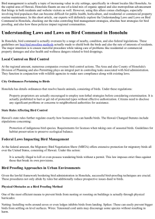 Understanding Laws and Regulations on Bird Control in Honolulu