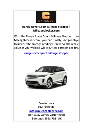Range Rover Sport Mileage Stopper Mileageblocker.com
