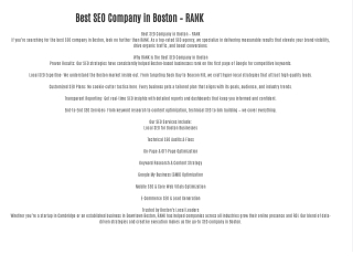 Best SEO Company in Boston – RANK