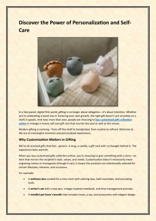 Discover the Power of Personalization and Self-Care
