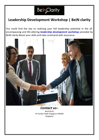 Leadership Development Workshop | BeIN clarity