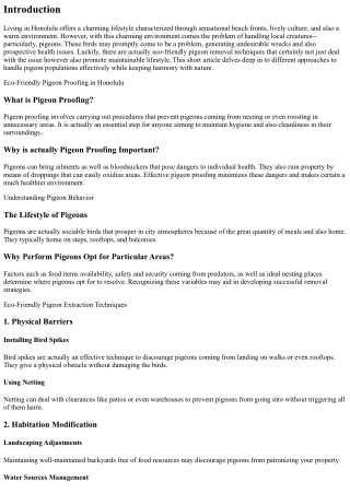 Eco-Friendly Pigeon Removal Techniques for Sustainable Living in Honolulu
