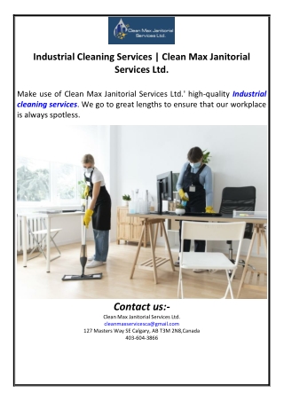 Industrial Cleaning Services | Clean Max Janitorial Services Ltd.