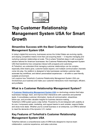 Top Customer Relationship Management System USA for Smart Growth