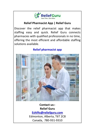 Relief Pharmacist App Relief Guru