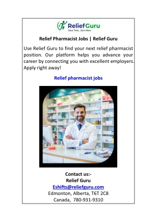 Relief Pharmacist Jobs Relief Guru
