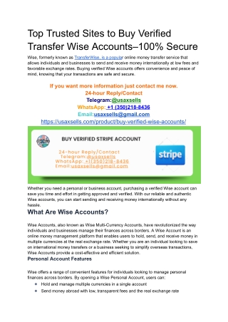 Top Trusted Sites to Buy Verified Transfer Wise Accounts–100_ Secure