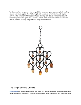 Explore Beautiful Wind Chimes for Your Garden & Patio at Globedecor