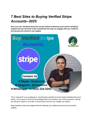 7 Best Sites to Buying Verified Stripe Accounts--2025