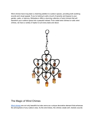 Shop Unique Wind Chimes for Your Garden & Patio at Globedecor