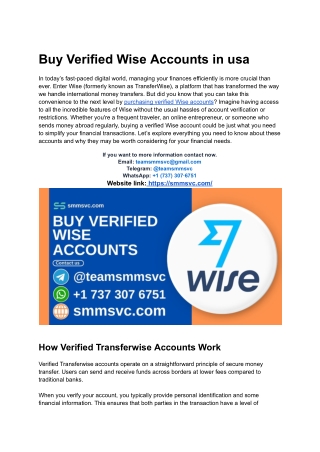 Wise (TransferWise) Verified Accounts _ Ready to Use