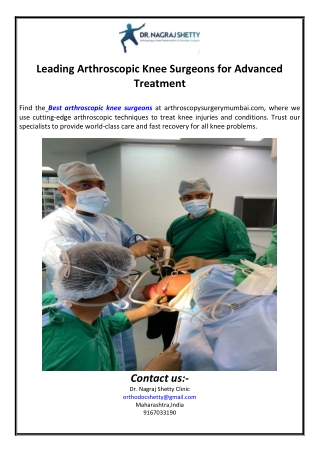 Leading Arthroscopic Knee Surgeons for Advanced Treatment