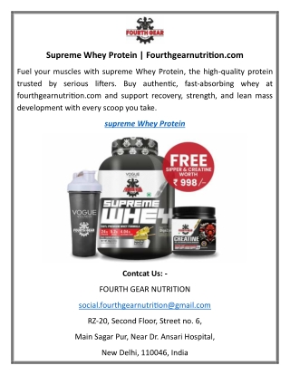 Supreme Whey Protein Fourthgearnutrition.com