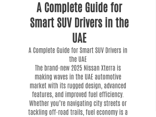 A Complete Guide for Smart SUV Drivers in the UAE