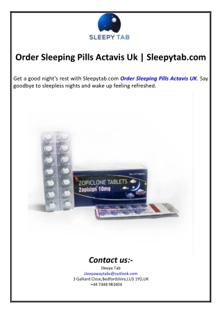 Order Sleeping Pills Actavis Uk | Sleepytab.com