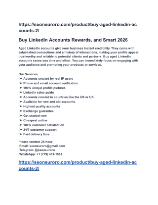 Buy LinkedIn Accounts Rewards, and Smart 2026