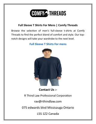 Full Sleeve T Shirts For Mens  Comfy Threads