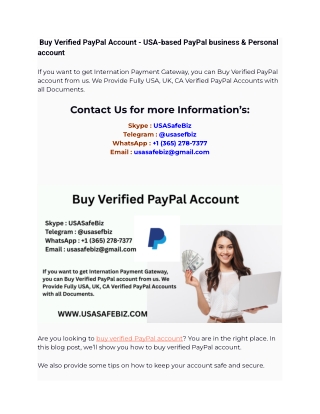 Buy Verified PayPal Account - USA-based PayPal business & Personal account