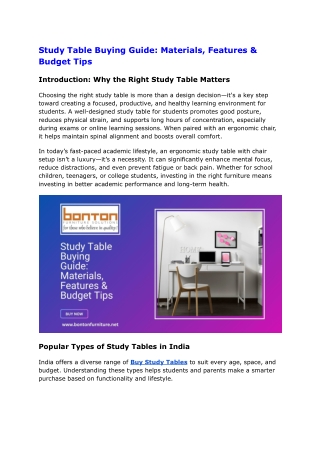Study Table Buying Guide_ Materials, Features & Budget Tips