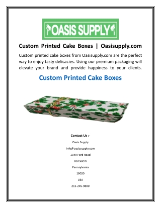 Custom Printed Cake Boxes  Oasisupply.com