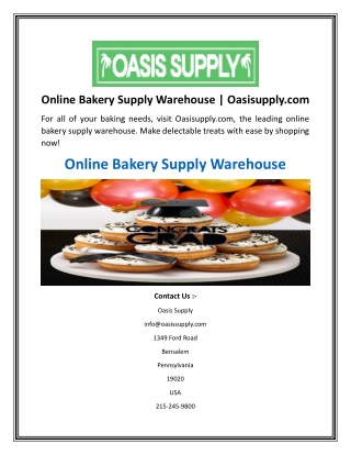 Online Bakery Supply Warehouse  Oasisupply.com