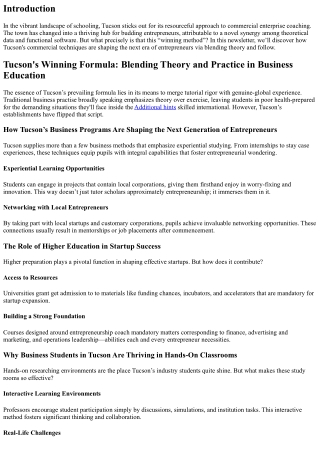 Tucson's Winning Formula: Blending Theory and Practice in Business Education