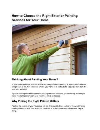 How to Choose the Right Exterior Painting Services for Your Home