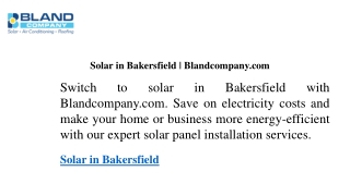 Solar in Bakersfield  Blandcompany.com