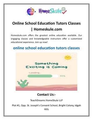 Online School Education Tutors Classes