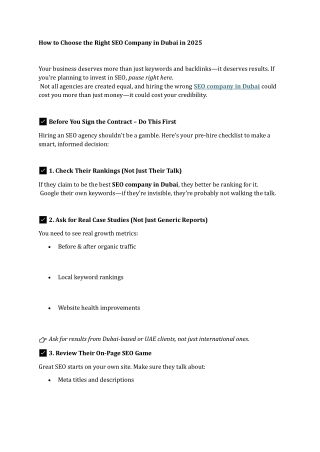 How to Choose the Right SEO Company in Dubai in 2025