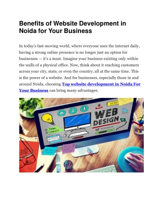 Benefits of Website Development in Noida for Your Business