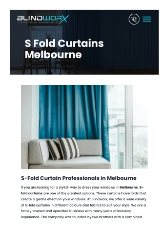 S fold curtains Melbourne