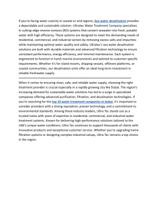 Sea water desalination