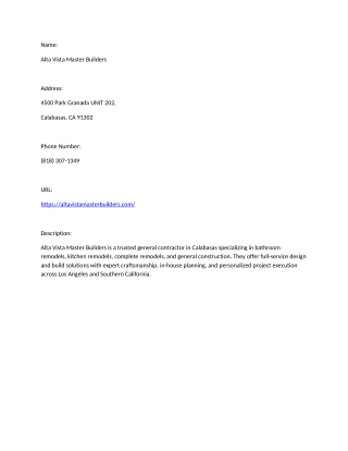 Alta Vista Master Builders