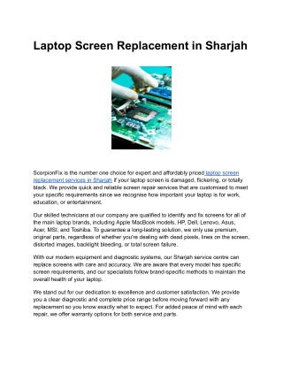 Laptop Screen Replacement in Sharjah