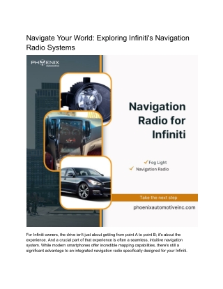 Navigate Your World_ Exploring Infiniti's Navigation Radio Systems