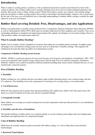 Rubber Roof Replacement Explained: Pros, Downsides, as well as Applications